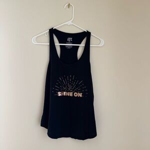 JoyLab “Shine On” Black Graphic Racerback Tank Top Size Large